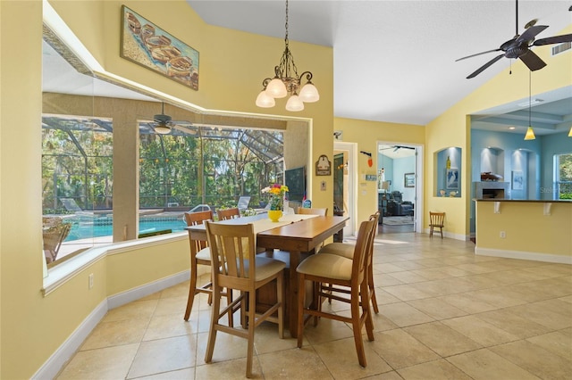 dining room with plenty of natural light and ceiling fan