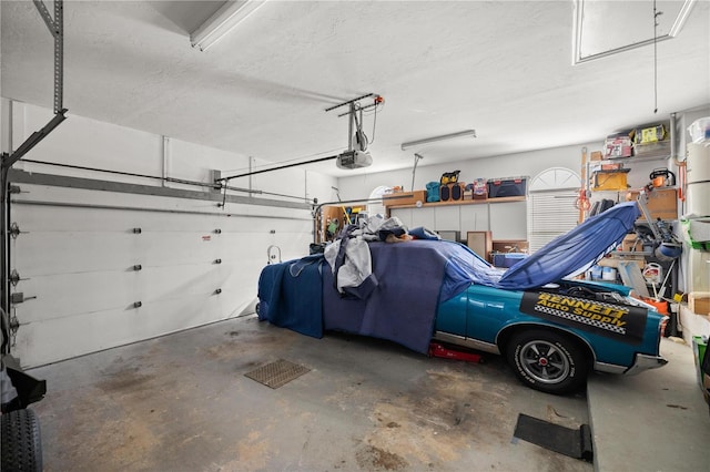 garage with a garage door opener