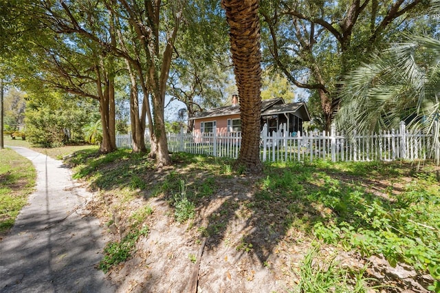 view of yard featuring a fenced front yard