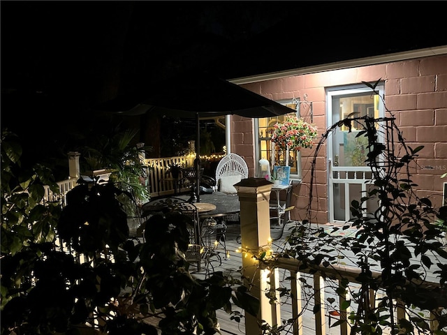 view of patio at twilight