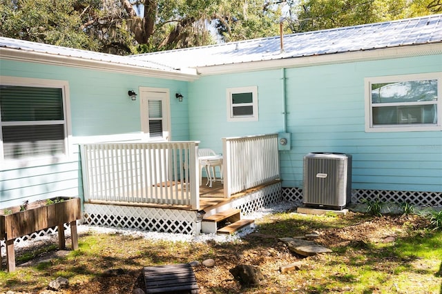 wooden deck with central AC