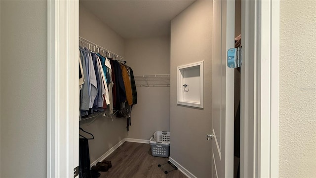 spacious closet with wood finished floors