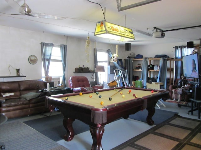 playroom featuring carpet flooring and billiards