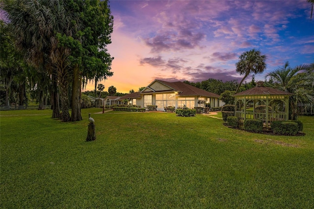 view of yard featuring a gazebo