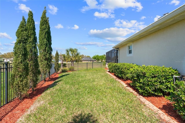 view of yard featuring a fenced backyard