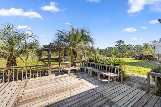 deck featuring a lawn