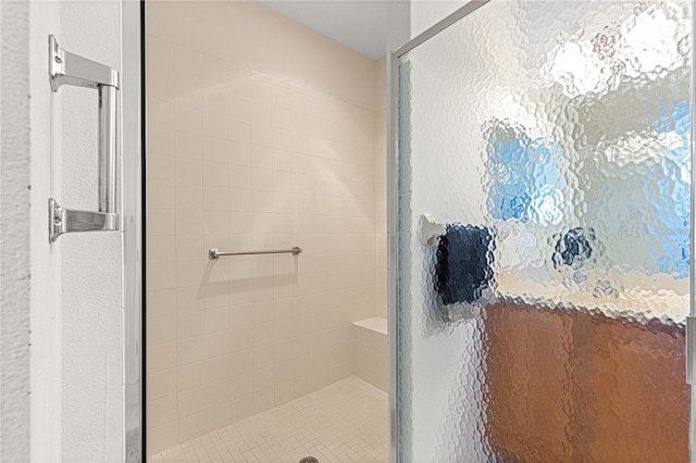 bathroom featuring a shower stall