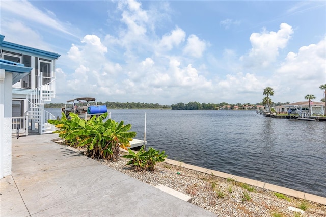 view of water feature featuring a dock