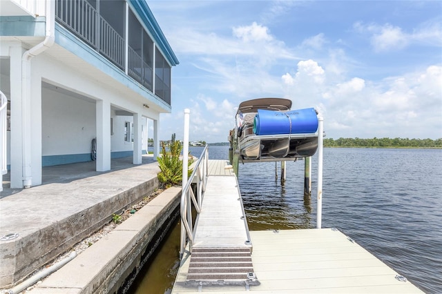 view of dock featuring a water view