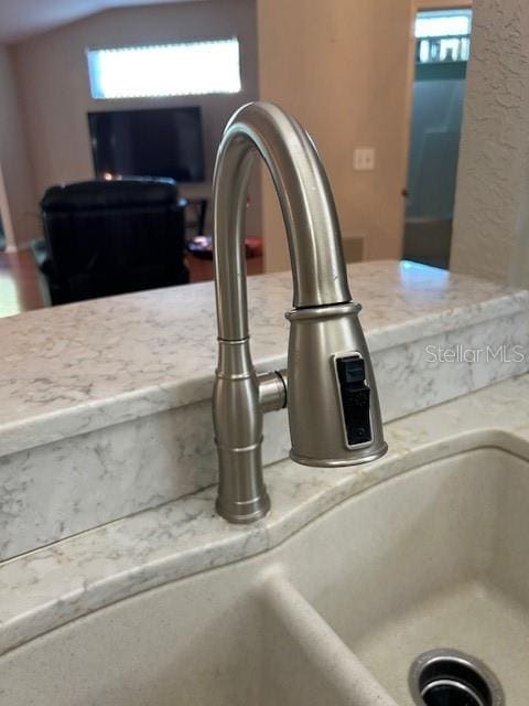 room details featuring light countertops and a sink