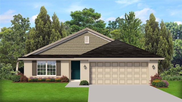4498 SW 90th Lane Rd, Ocala, FL 34476 - view of front of house with driveway, a front lawn, a garage, and a shingled roof