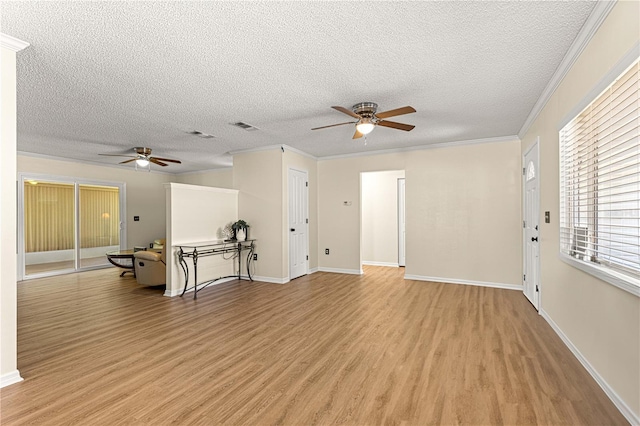 10980 SW 62nd Avenue Rd, Ocala, FL 34476 - unfurnished living room with light wood-type flooring, visible vents, and a ceiling fan