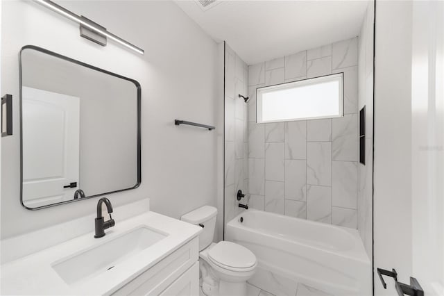 760 NE 152nd Ter, Williston, FL 32696 - bathroom featuring vanity, toilet, washtub / shower combination, and marble finish floor