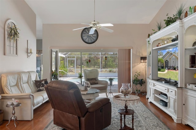 5557 N Sierra Ter, Beverly Hills, FL 34465 - living room featuring dark wood-type flooring and a ceiling fan