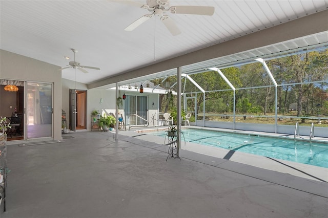5557 N Sierra Ter, Beverly Hills, FL 34465 - pool with a lanai, a patio area, and ceiling fan