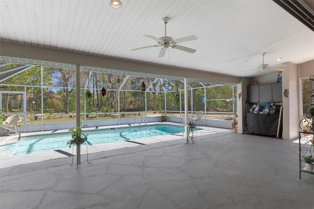 5557 N Sierra Ter, Beverly Hills, FL 34465 - pool with a patio area, a lanai, and ceiling fan