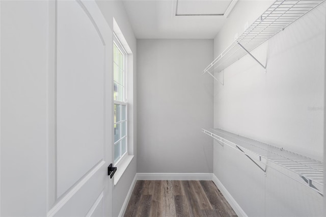 791 NE 150th Ave, Williston, FL 32696 - spacious closet featuring attic access and dark wood finished floors