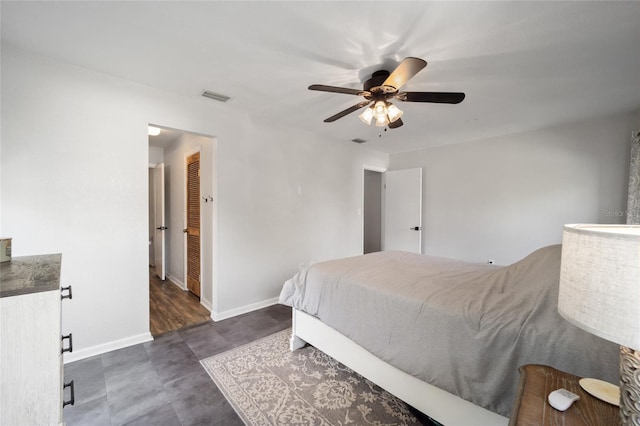 3870 NE 17th Street Cir, Ocala, FL 34470 - bedroom featuring baseboards, ceiling fan, and visible vents