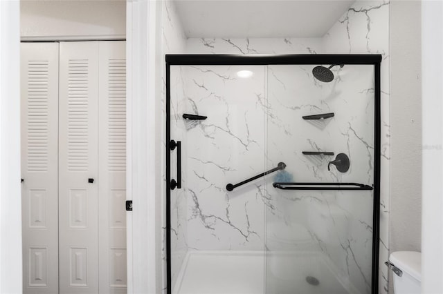 3870 NE 17th Street Cir, Ocala, FL 34470 - full bath with a closet, a marble finish shower, and toilet