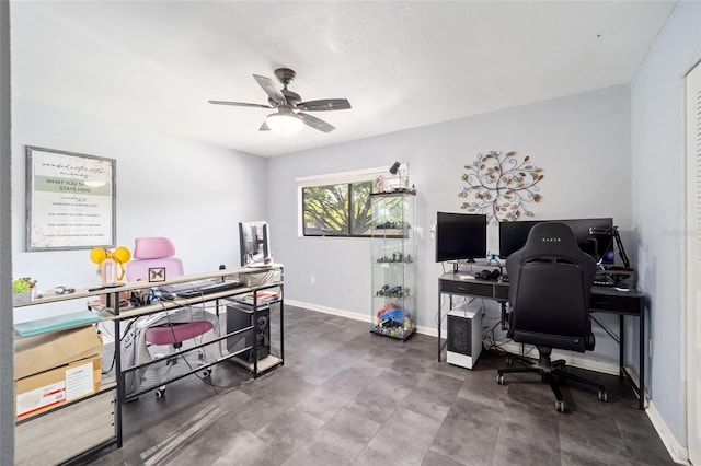 3870 NE 17th Street Cir, Ocala, FL 34470 - home office featuring baseboards and ceiling fan