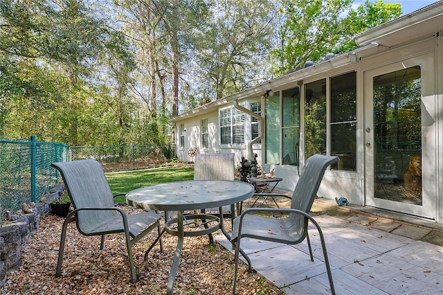 view of patio / terrace featuring outdoor dining space and a fenced backyard