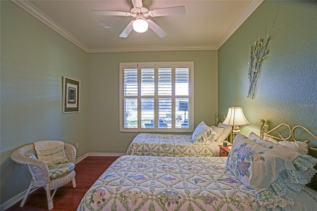 13968 SE 96th Cir, Summerfield, FL 34491 - bedroom with wood finished floors, baseboards, crown molding, and ceiling fan