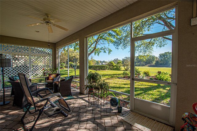 13968 SE 96th Cir, Summerfield, FL 34491 - sunroom / solarium featuring ceiling fan and healthy amount of natural light