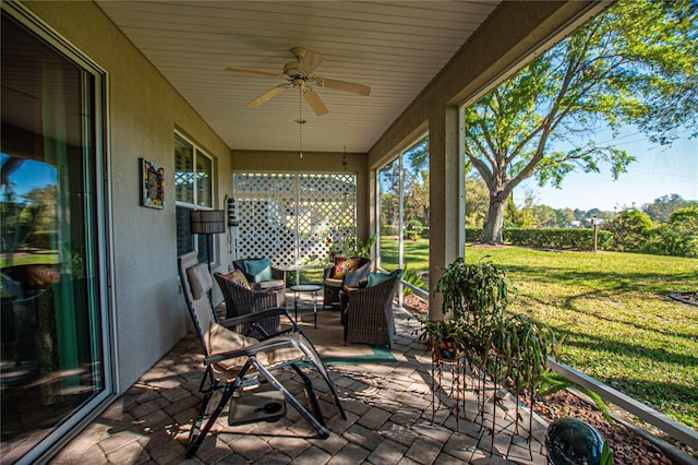 13968 SE 96th Cir, Summerfield, FL 34491 - view of patio with a ceiling fan and outdoor lounge area