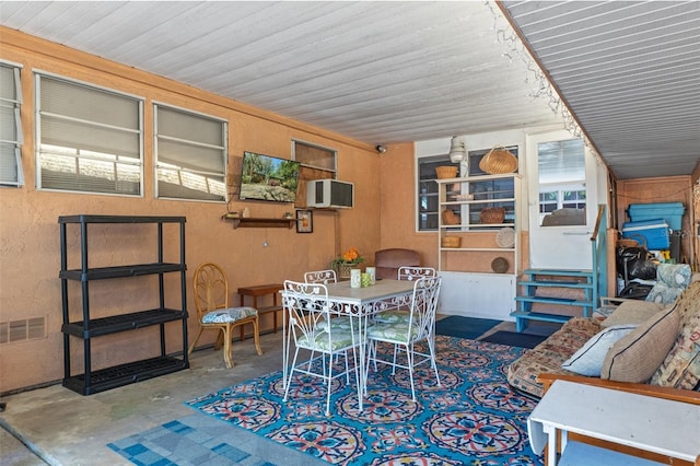 5368 S Parkland Ter, Homosassa, FL 34448 - dining area featuring concrete floors, visible vents, and wooden ceiling