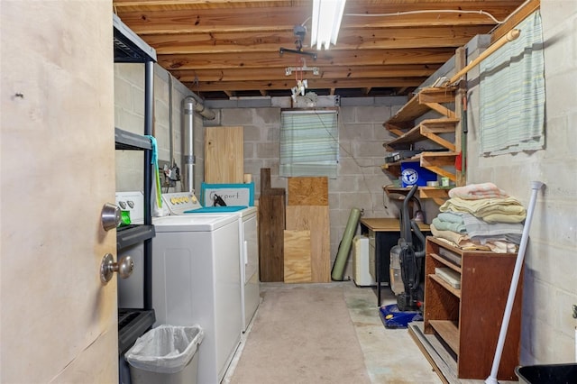 5368 S Parkland Ter, Homosassa, FL 34448 - unfinished below grade area with concrete block wall and separate washer and dryer