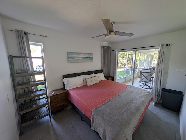 3713 N Suwanee Pt, Crystal River, FL 34428 - bedroom featuring access to outside, multiple windows, and ceiling fan