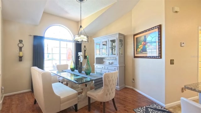 5291 NW 20th Pl, Ocala, FL 34482 - dining area with vaulted ceiling, wood finished floors, and baseboards
