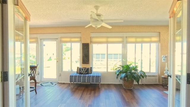 5291 NW 20th Pl, Ocala, FL 34482 - unfurnished sunroom featuring wood finished floors, french doors, and a textured ceiling