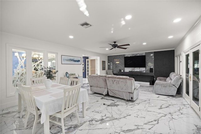 2130 SW 37th Street Rd, Ocala, FL 34471 - dining area with visible vents, recessed lighting, and french doors