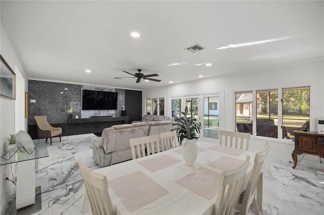 2130 SW 37th Street Rd, Ocala, FL 34471 - dining area featuring visible vents, recessed lighting, crown molding, and a healthy amount of sunlight