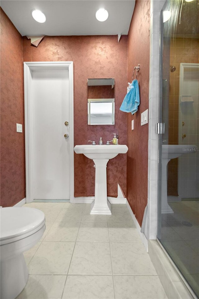 2130 SW 37th Street Rd, Ocala, FL 34471 - full bath featuring tile patterned flooring, recessed lighting, a shower stall, and toilet