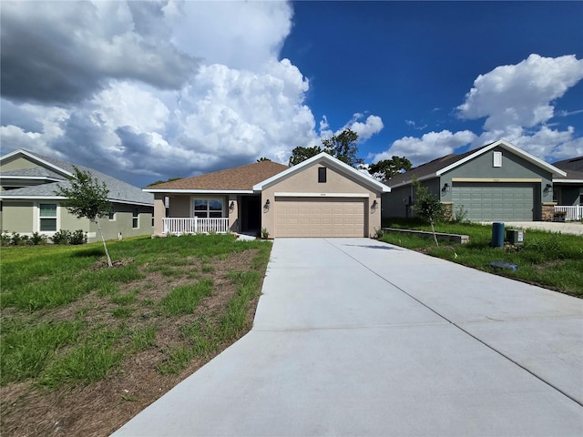 5045 N Triple Eagle Path, Beverly Hills, FL 34465 - ranch-style house with a garage, stucco siding, covered porch, and concrete driveway