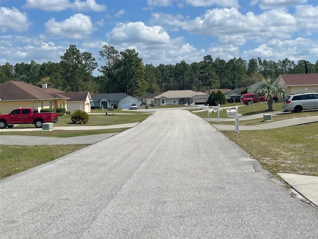 view of street featuring a residential view