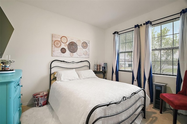 bedroom with multiple windows and carpet flooring