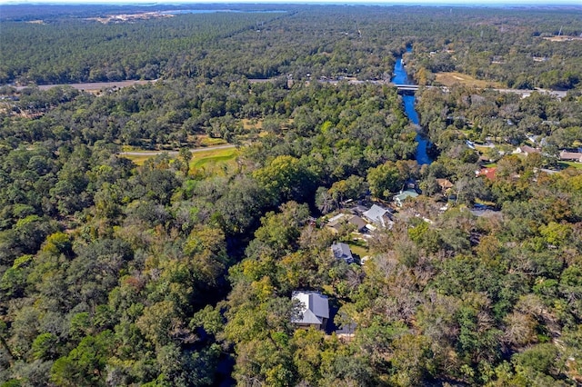 birds eye view of property with a forest view