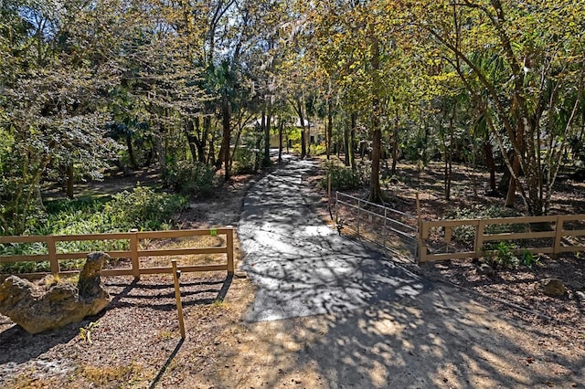 view of home's community with a gate and fence