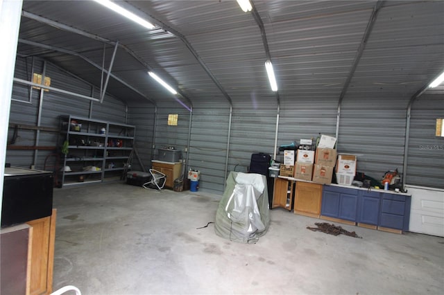 garage featuring metal wall