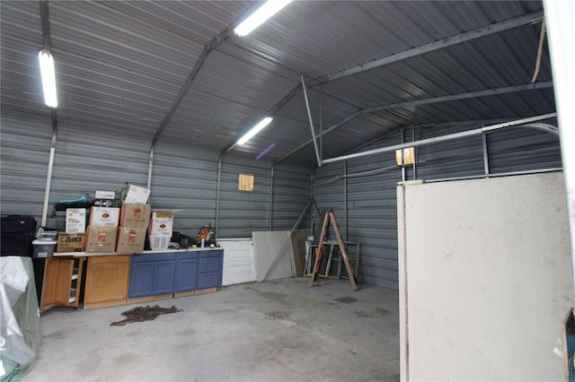 garage featuring metal wall