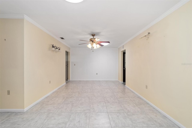 12180 Maple St, Dunnellon, FL 34432 - spare room with ceiling fan, ornamental molding, and baseboards