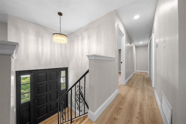 341 SE 53rd Ct, Ocala, FL 34480 - entrance foyer featuring recessed lighting, baseboards, a chandelier, visible vents, and wood finished floors