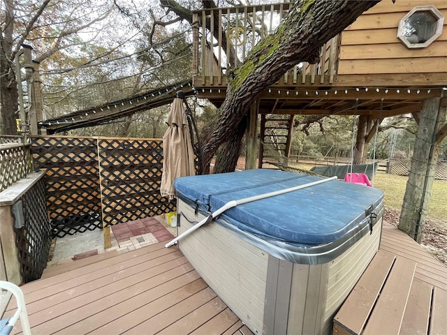 4540 W Sandy Hill St, Lecanto, FL 34461 - deck with a hot tub and stairway