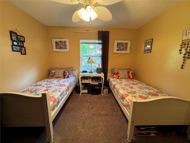 4540 W Sandy Hill St, Lecanto, FL 34461 - bedroom with carpet flooring, a ceiling fan, and a textured ceiling