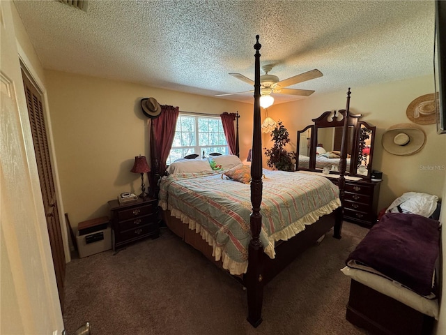 4540 W Sandy Hill St, Lecanto, FL 34461 - bedroom featuring carpet floors, a textured ceiling, a ceiling fan, and a closet