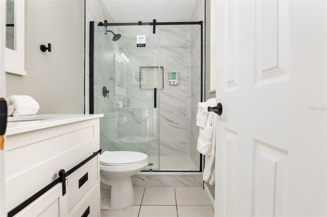 6830 NW 62nd Pl, Ocala, FL 34482 - bathroom featuring toilet, vanity, and a marble finish shower