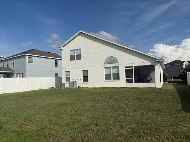 back of property with stucco siding and cooling unit